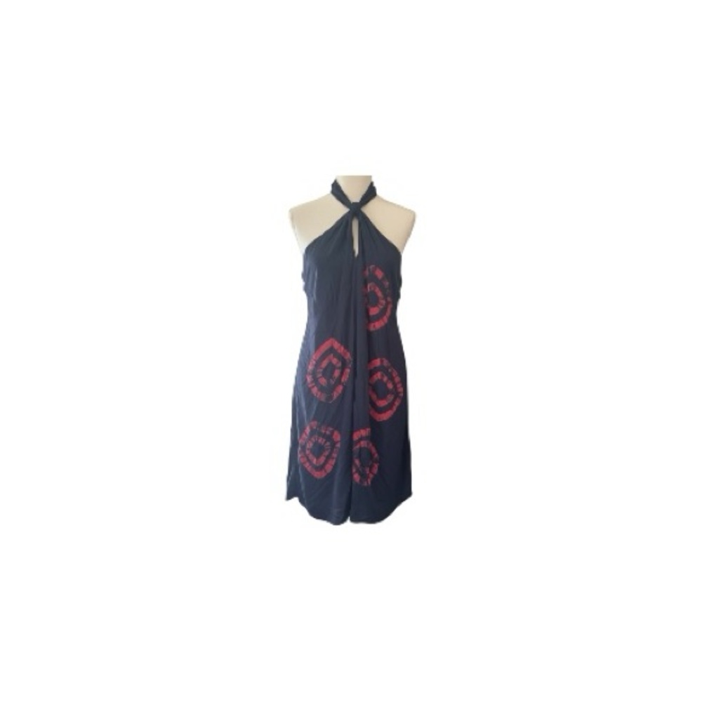 Rory Beca Black and Red Patterned Halter Dress